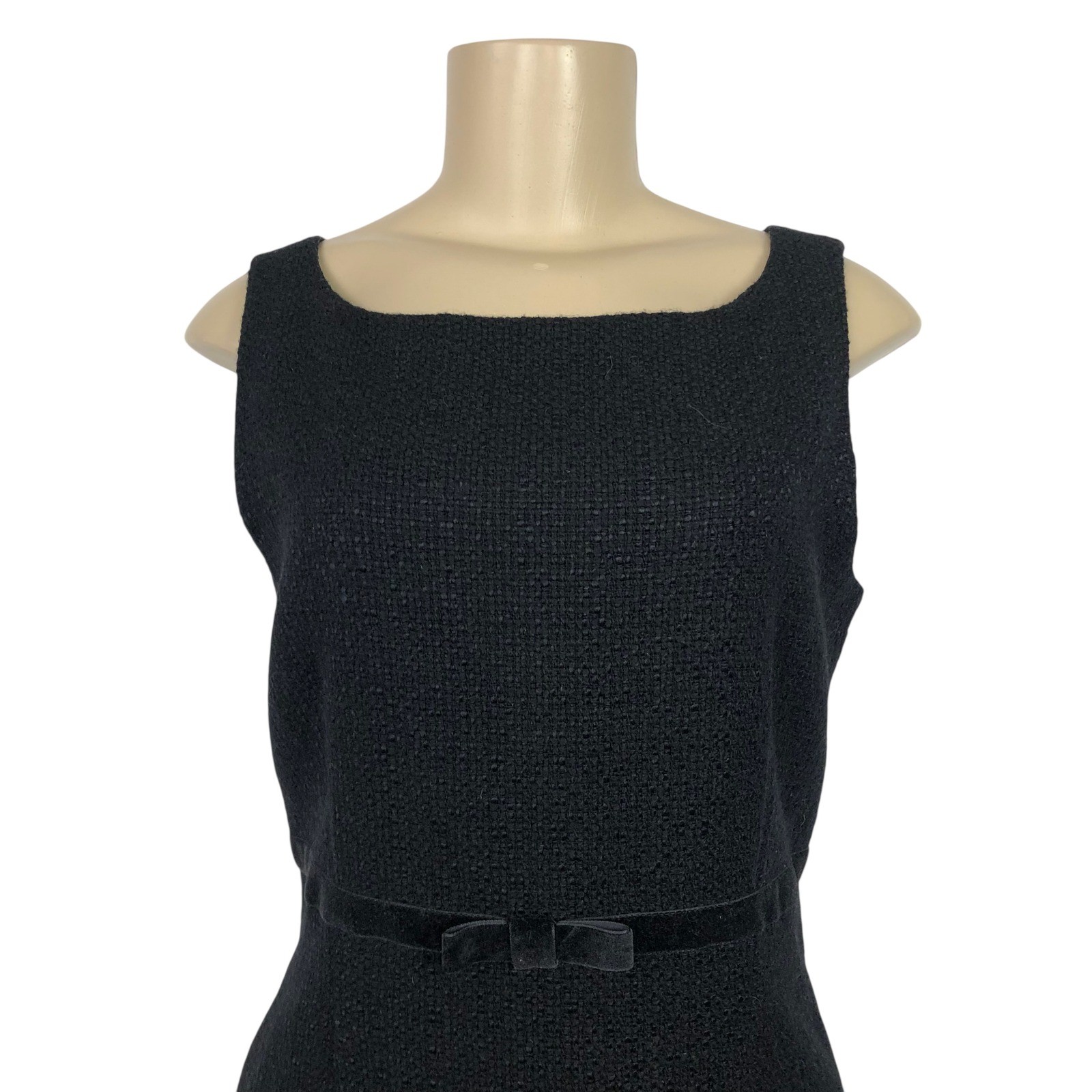 Gap Wool Blend Tweed Sheath Dress Velvet Bow Sleeveless Size 8 Business Career