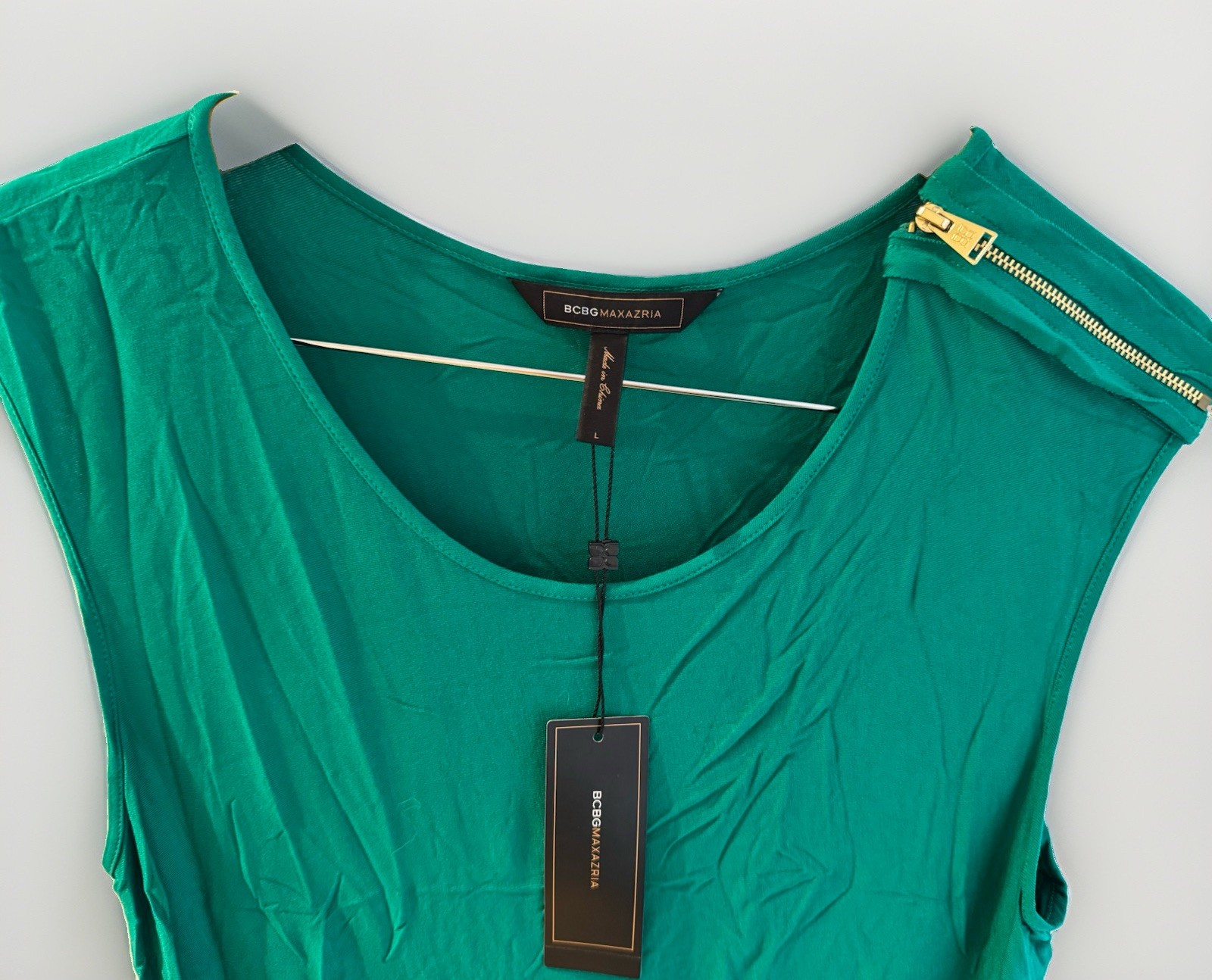 BCBGMAXAZRIA Women’s Sleeveless Tunic In A Vibrant Ultra Green Size L NWT