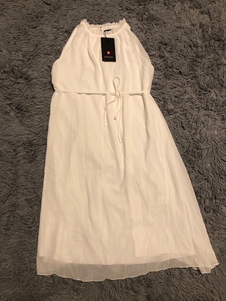 Kojooin Women’s A-line Shortsleeve Dress Size Medium White Lace