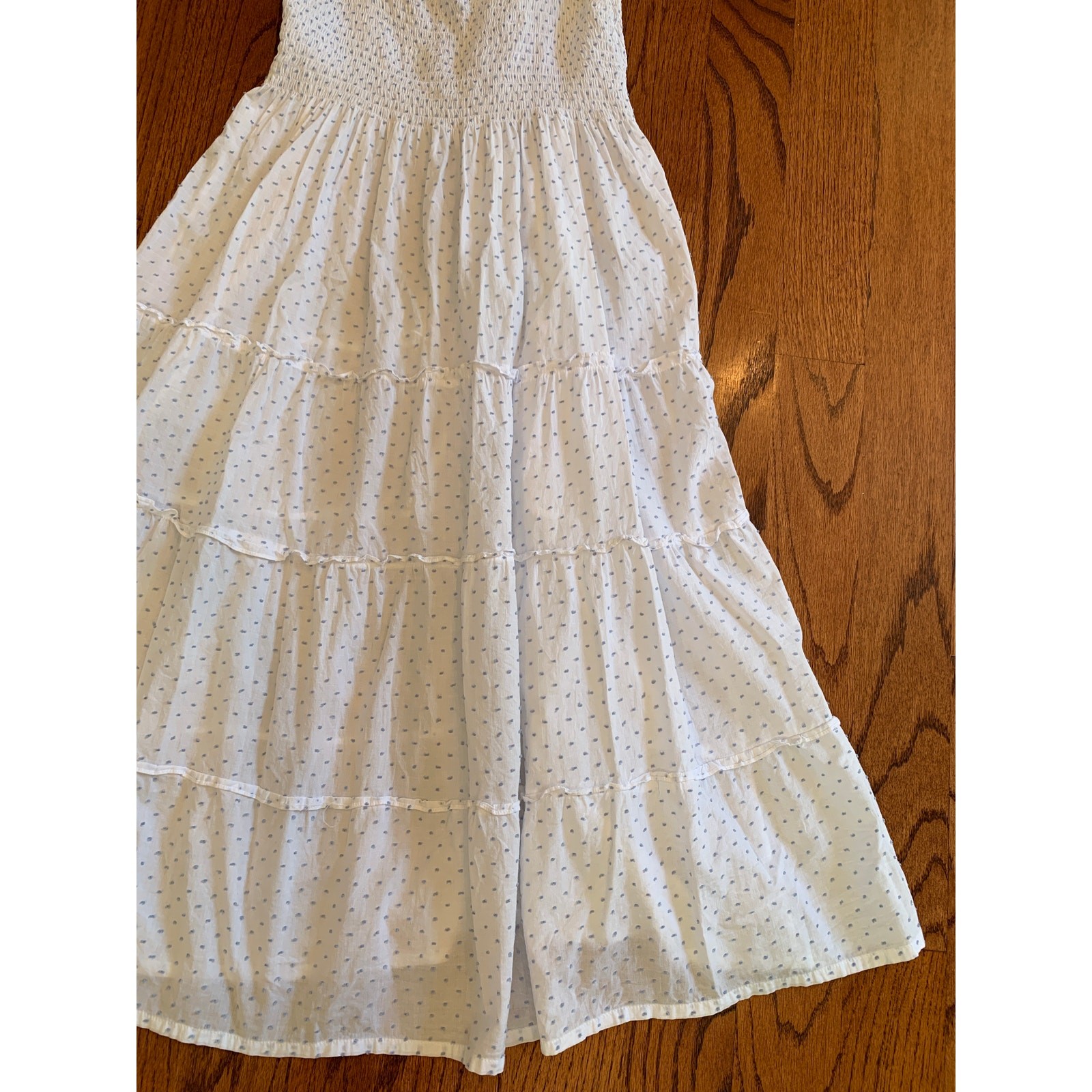 Hill House The Ellie Nap Dress Micro Polka Dot MSRP $178 | White Blue | Small