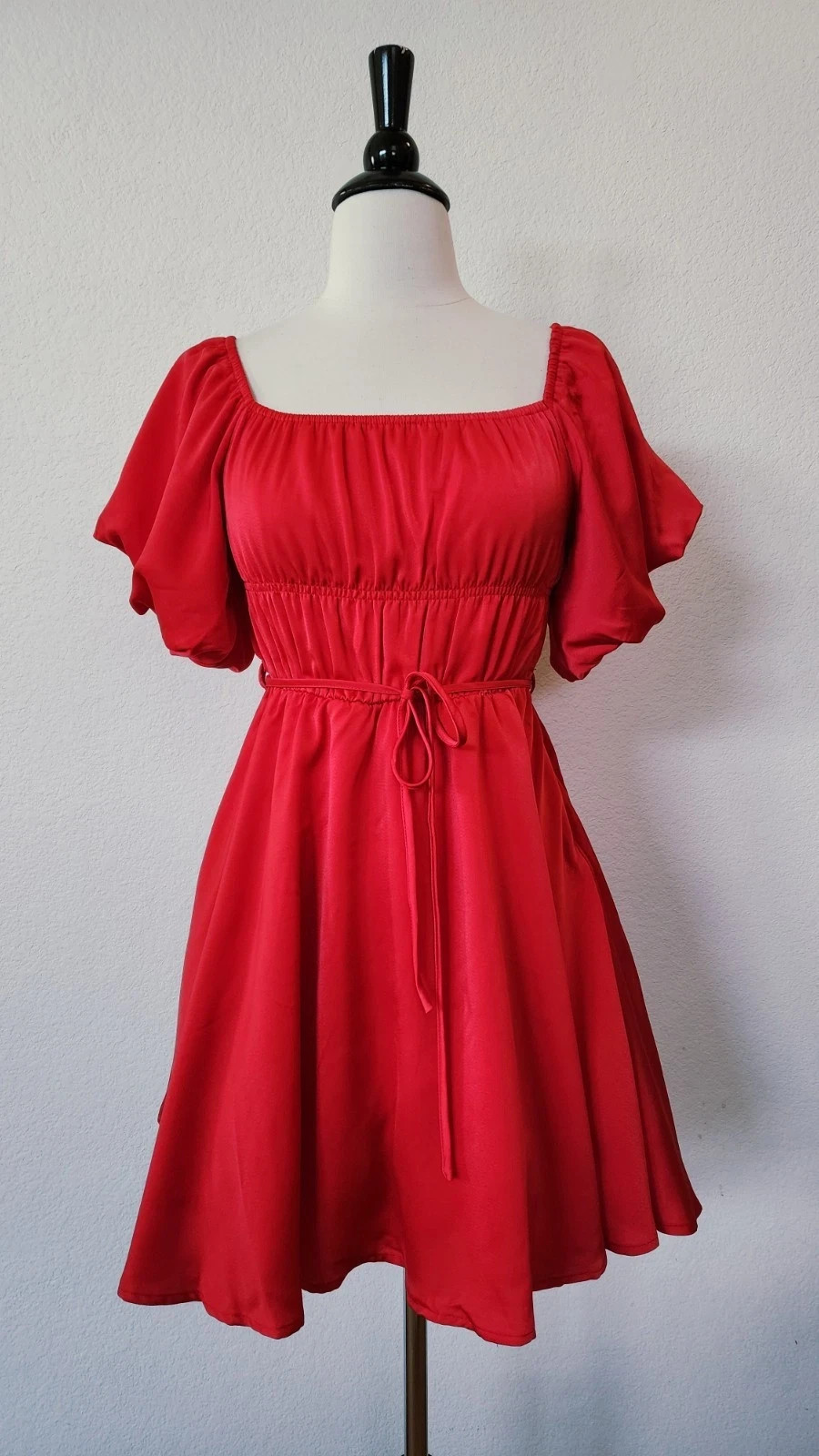 New Anthro Dress Size Small Red Satin Bow Coquette Date Night Wedding Romantic
