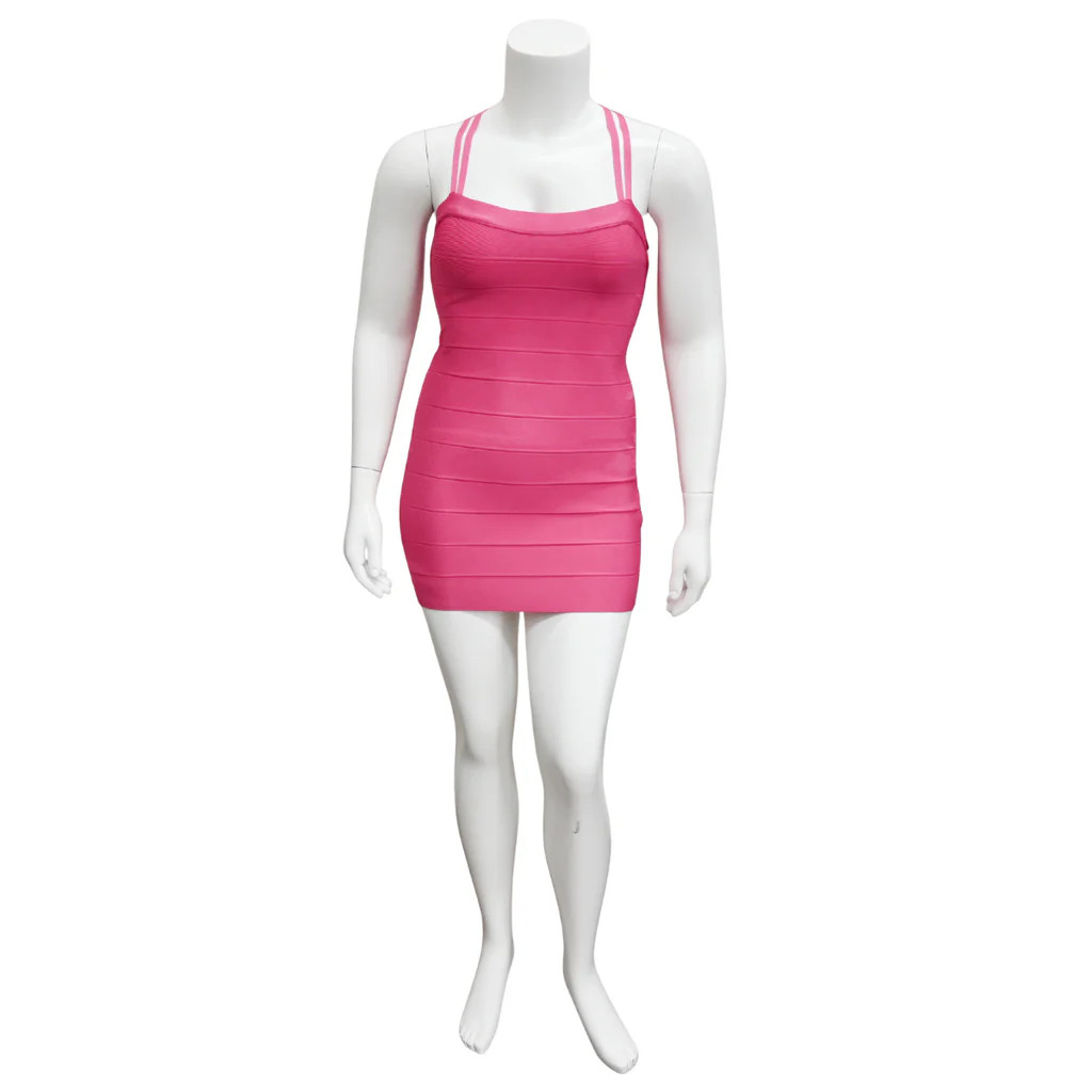 HERVE LEGER | Hot Pink Bandage Mini Dress Size XL