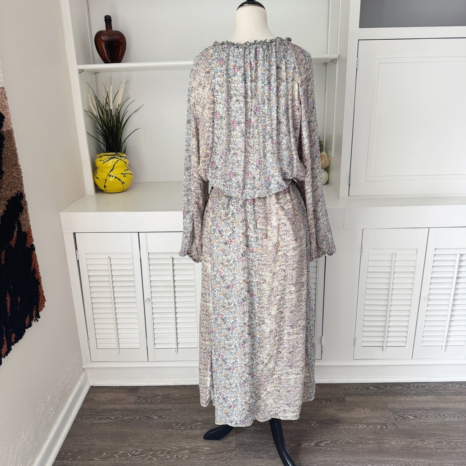 Zara ZW Collection Metallic Thread Floral Patchwork Maxi Dress Size S