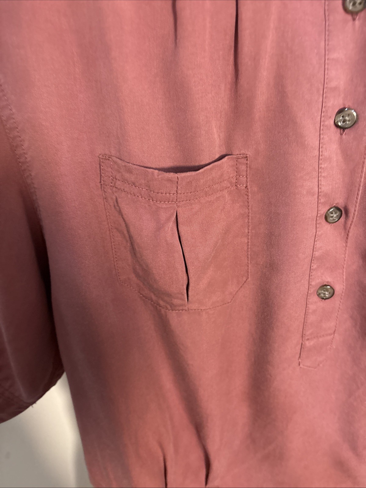 Fossil Roll-Up Sleeve Safari Utility Dress Brick Red Lyocell Tunic Medium
