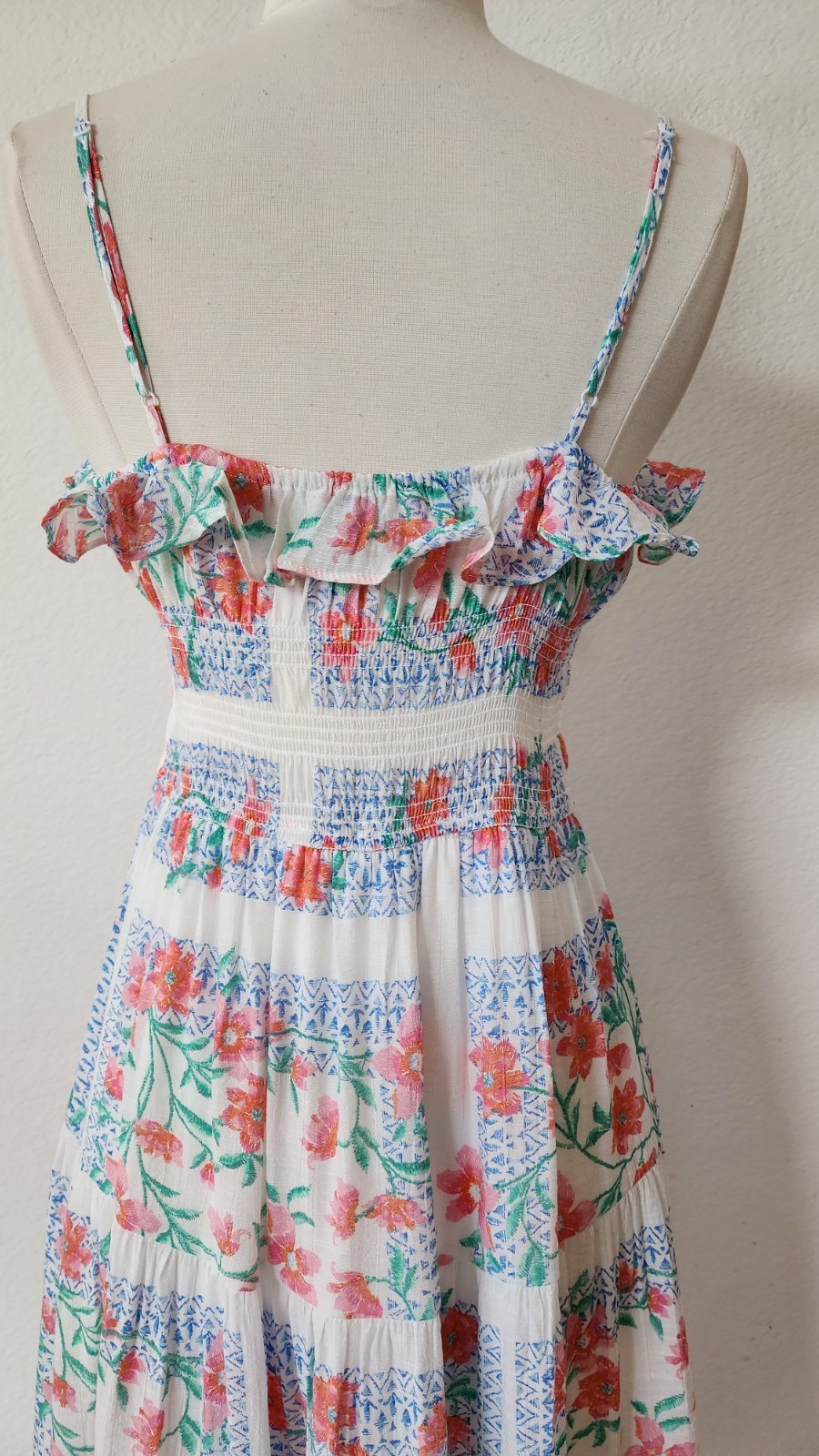 New Anthro Midi Dress Size Small White Floral Bow Coquette Cottage Wedding