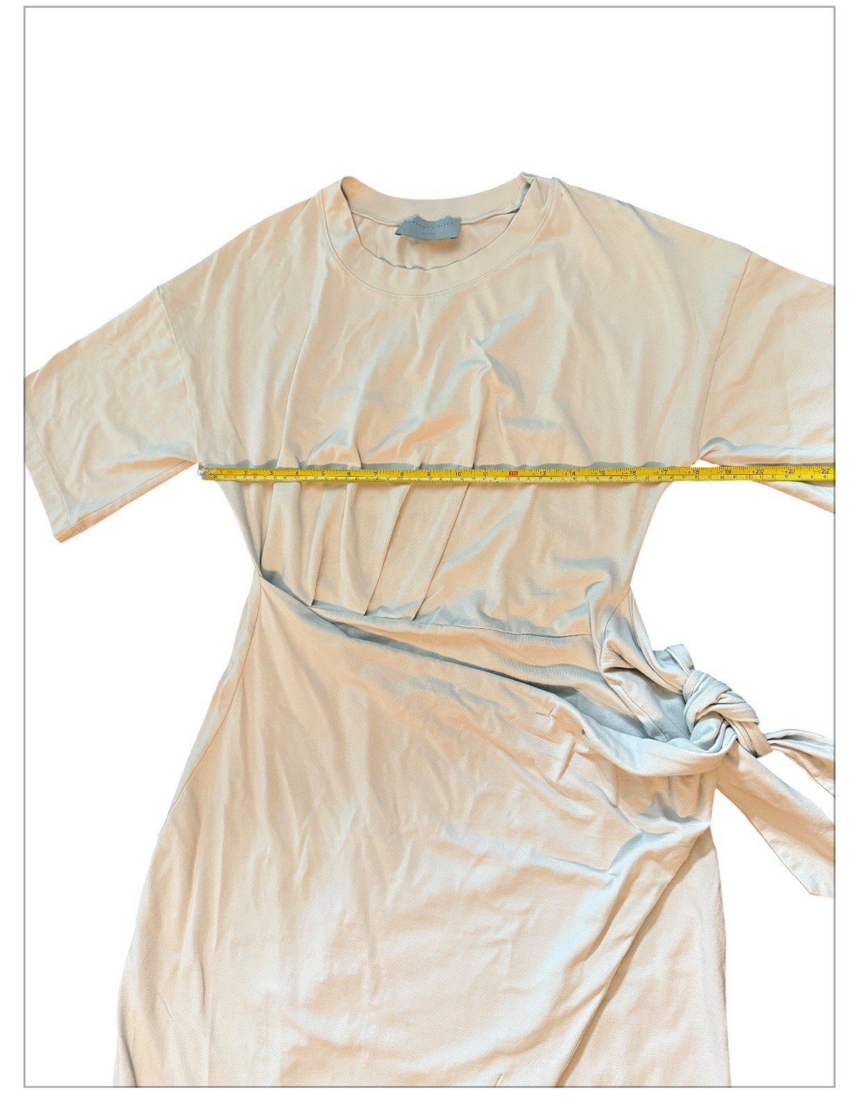 Modern Citizen Noa Knit Wrap T-Shirt Dress Almond Cream Beige Minimalist Medium