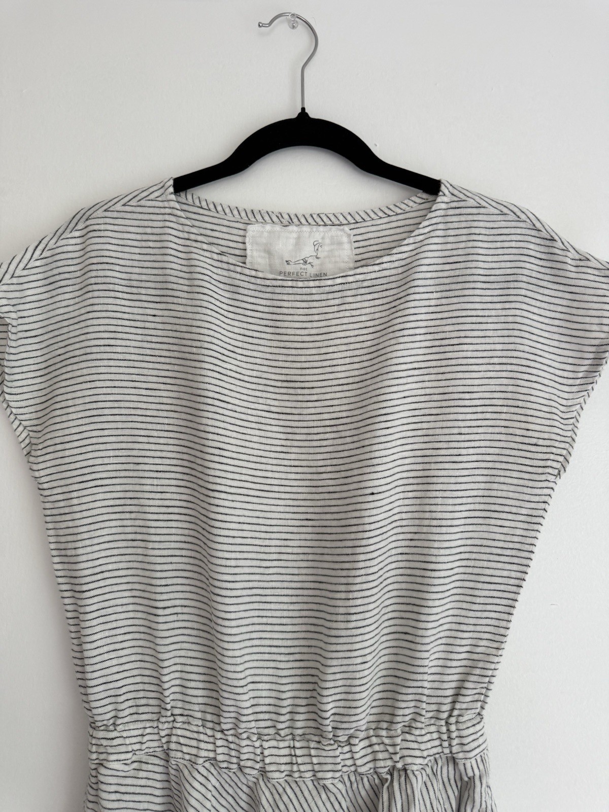 not PERFECT LINEN Women’s Striped Midi Dress Size S 100% Linen Made in Lithuania