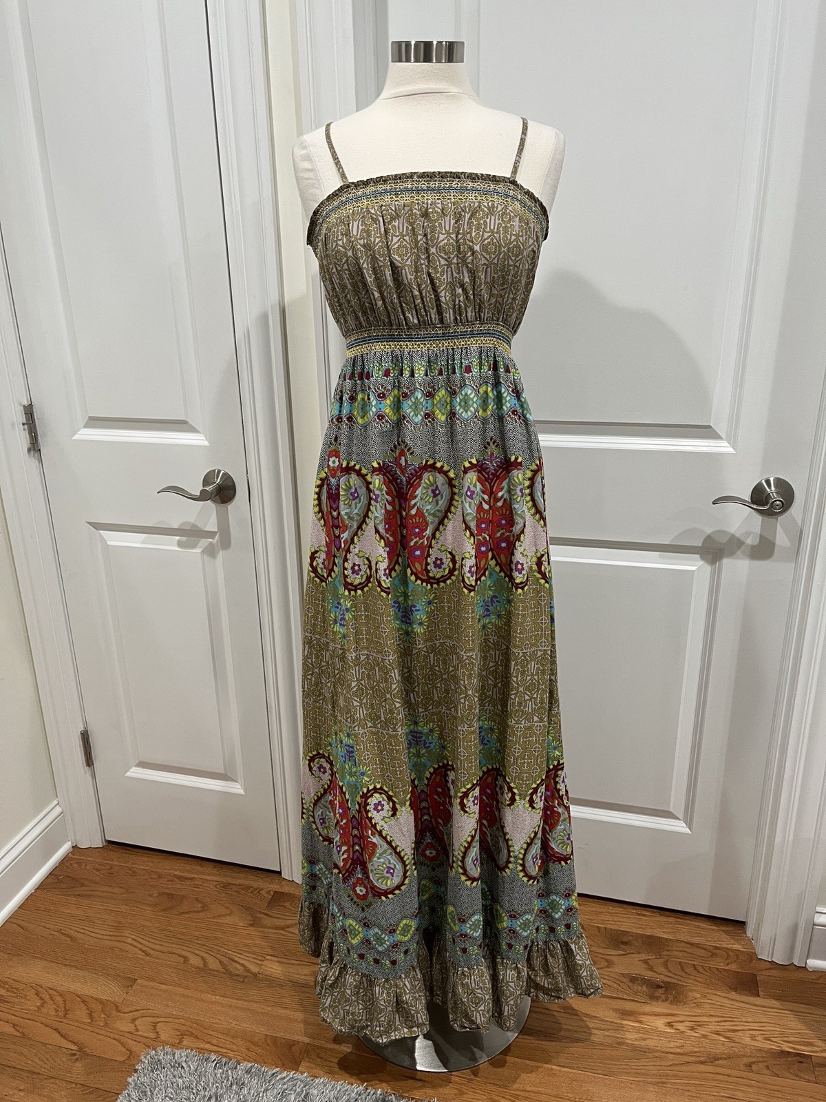 World Market Boho Maxi Dress Paisley Women’s S/M Lightweight 100% Cotton