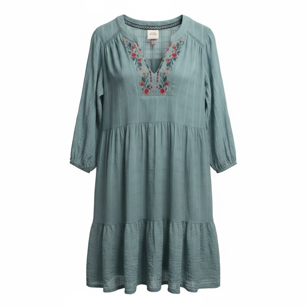Knox Rose Women’s Embroidered Tiered Boho Mini Dress
