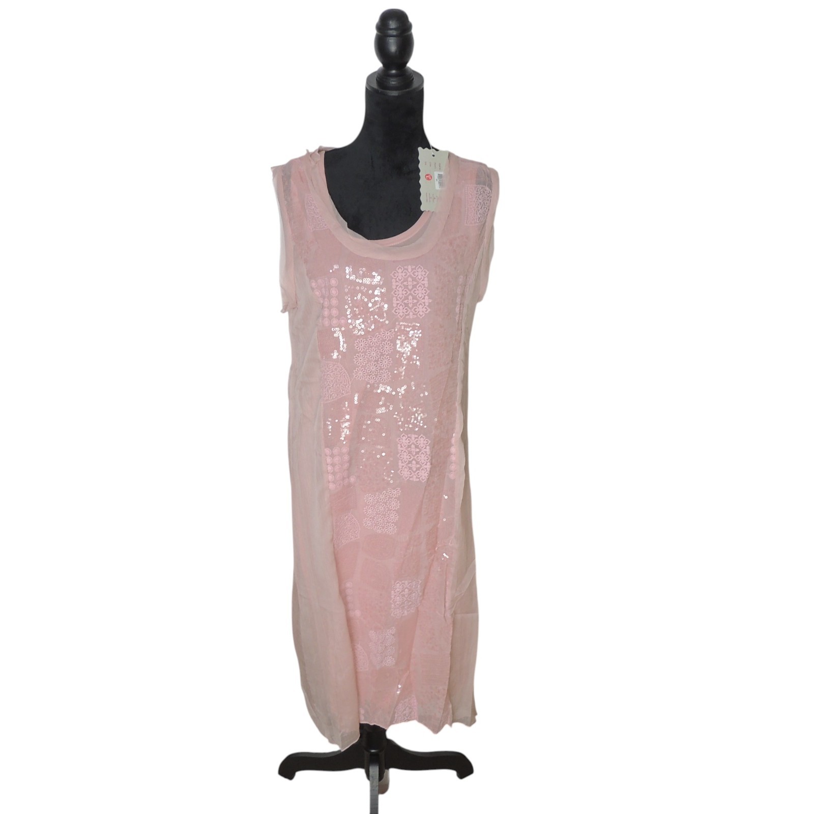 Pretty Angel Lined 2 Piece Sheer Floral Dress With Slip Floral Sequin Medium