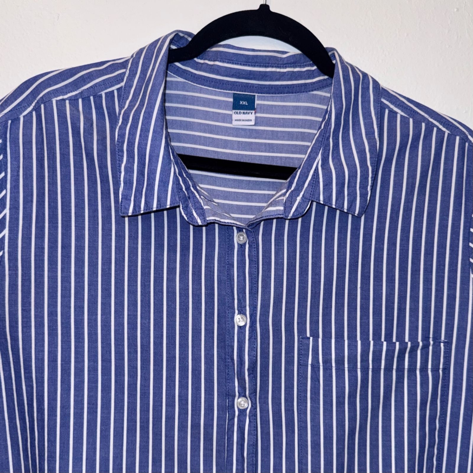 Old Navy Short-Sleeve Shirt Dress XXL Blue White Stripe 100% Cotton 796141