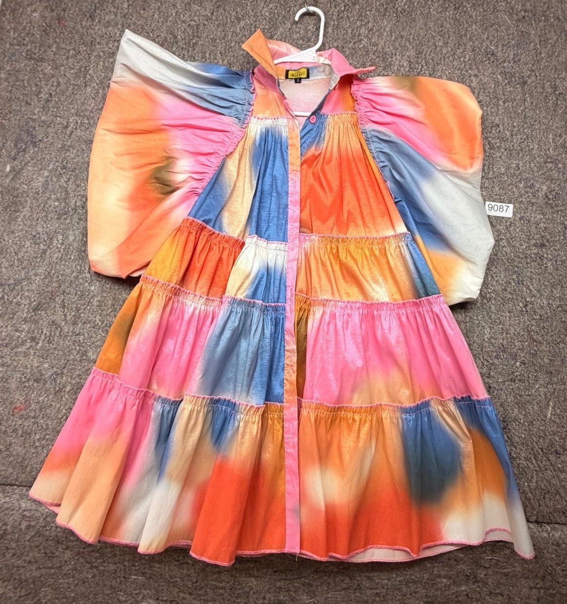 Love Highlight Dress Tie Dye Dramatic Balloon Sleeves Size S