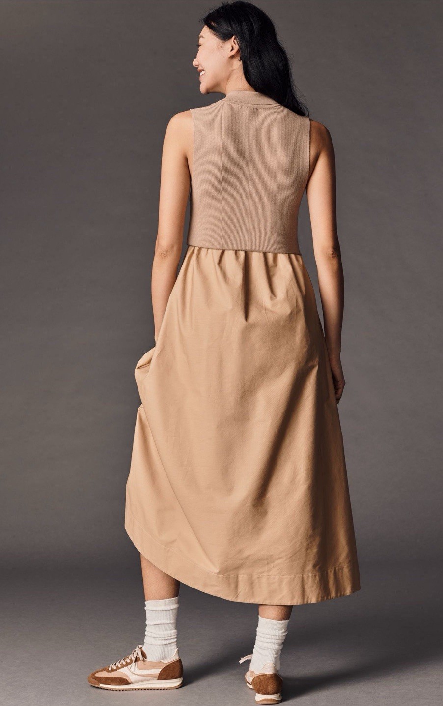 Anthropologie Dress Brown Thea Polo Collar Sleeveless Preppy Boho Medium NWT