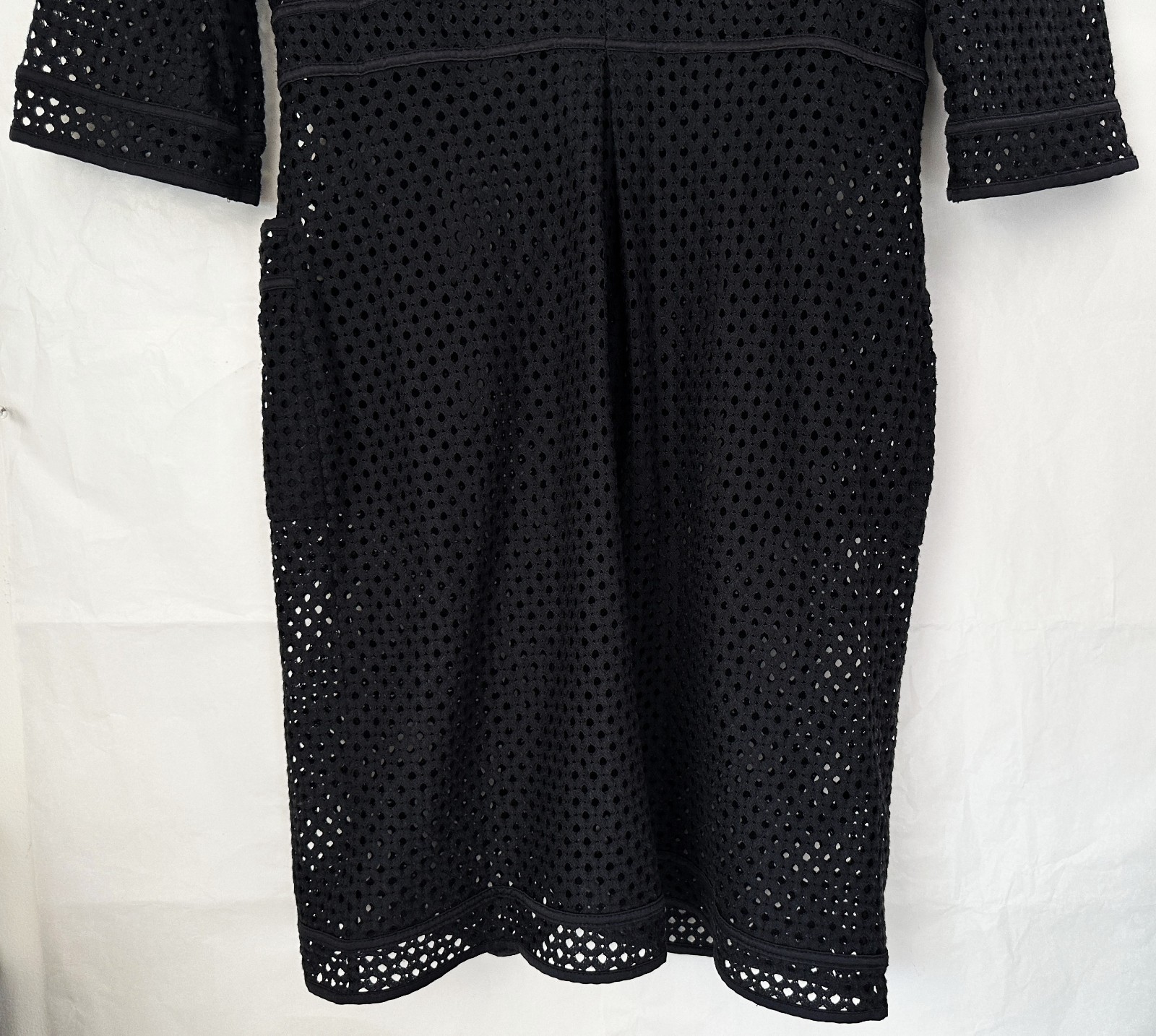 La Perla Eyelet Black Mesh Pockets Buttons Sleeve Dress/Jacket/Coat Summer XS/S
