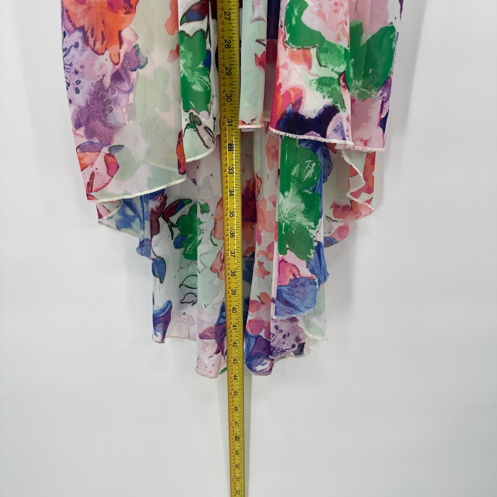 New Indie Fairycore Floral High Low Dress Small Halter Midi Watercolor Cottage