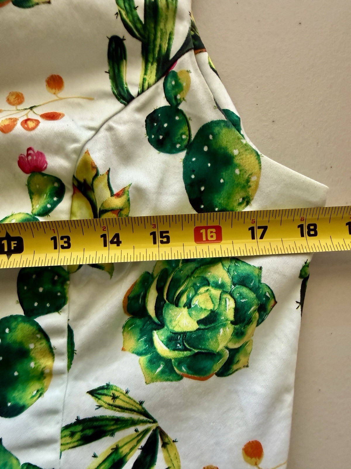 Eva Rose Cactus Succulent Print Fit Flare Dress USA Cotton Large Pockets