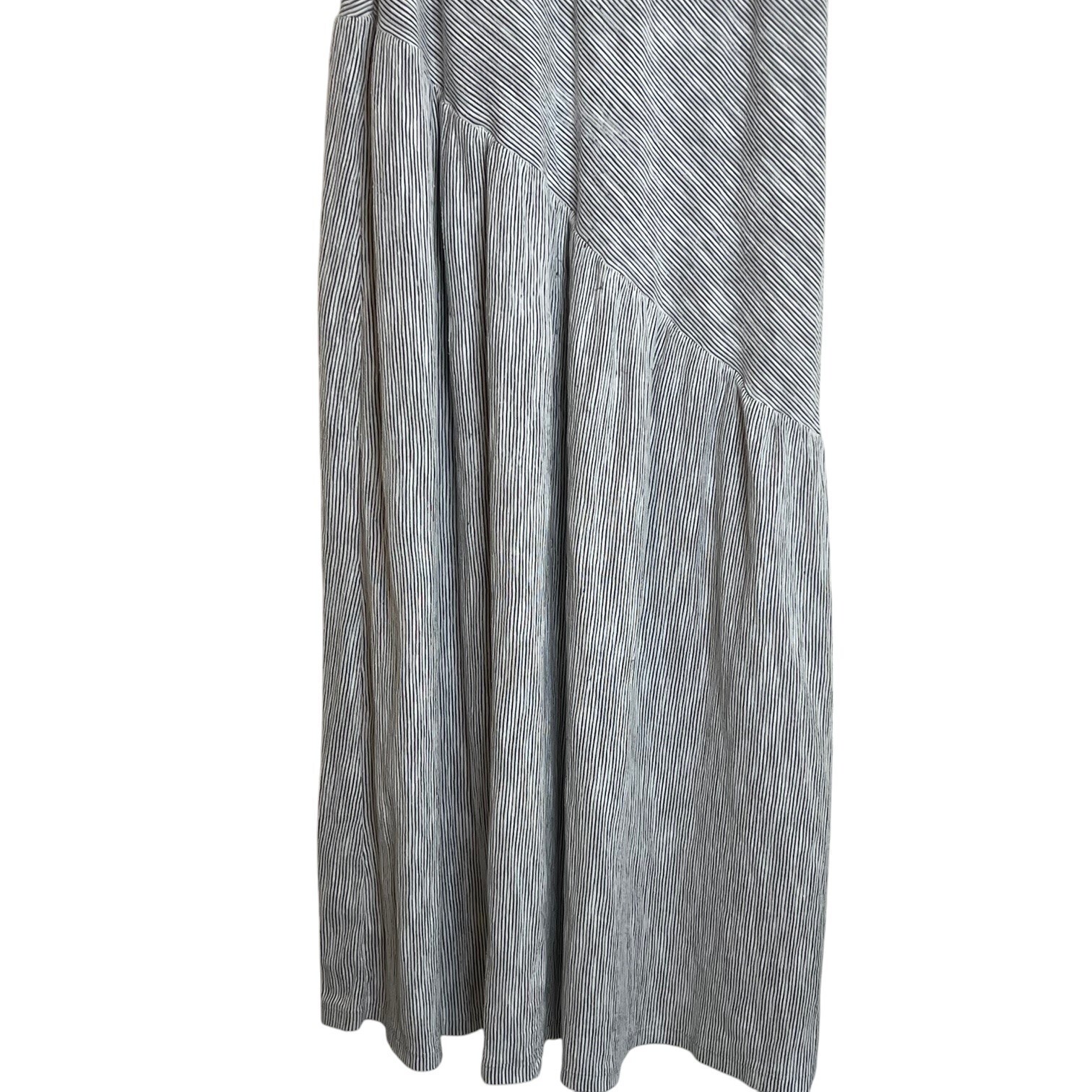 Caslon Womens Striped Maxi Dress Size Large White Black Sleeveless Cotton Blend