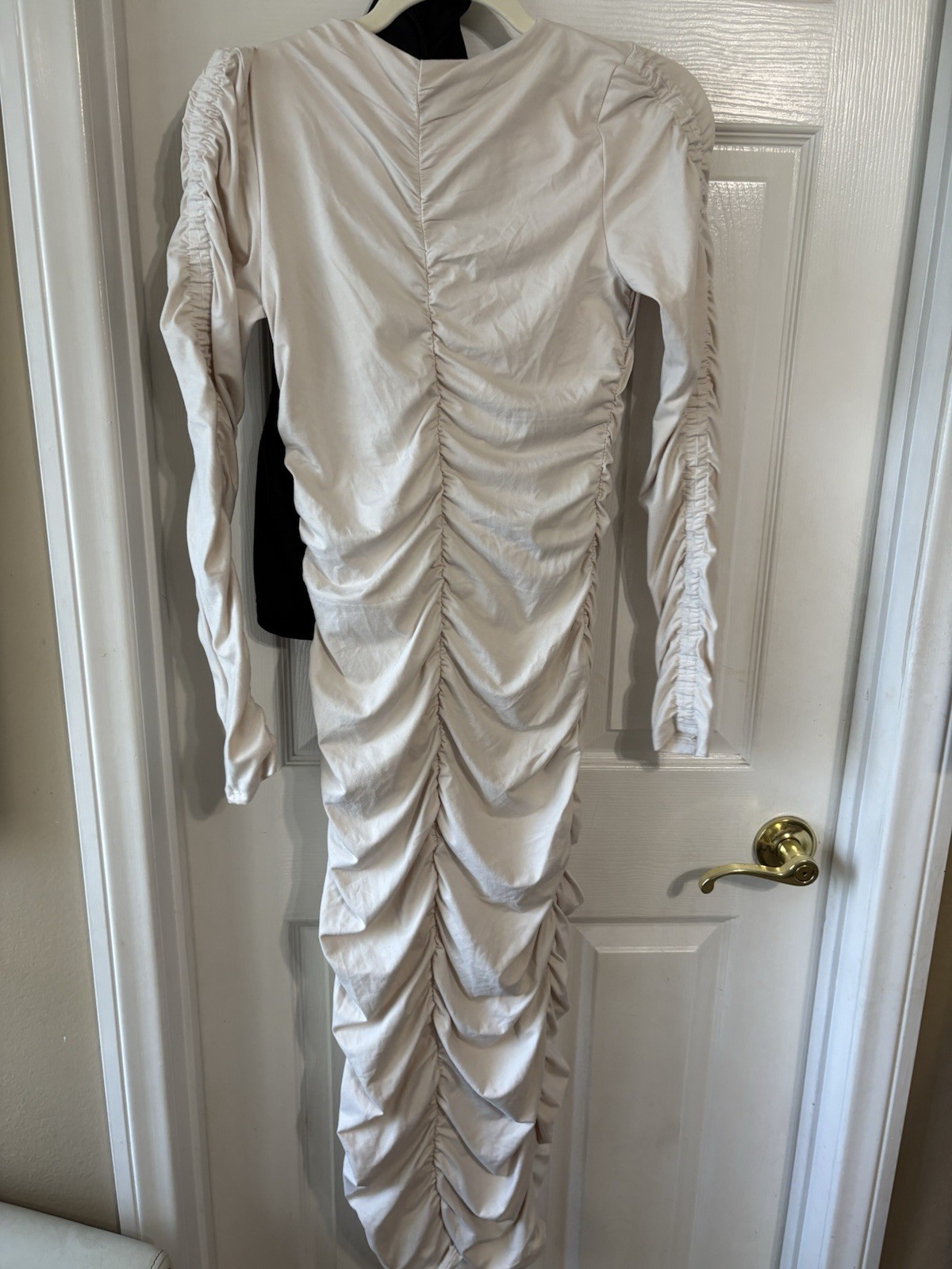 H&M Cream Ruched Bodycon Long Dress Size Medium