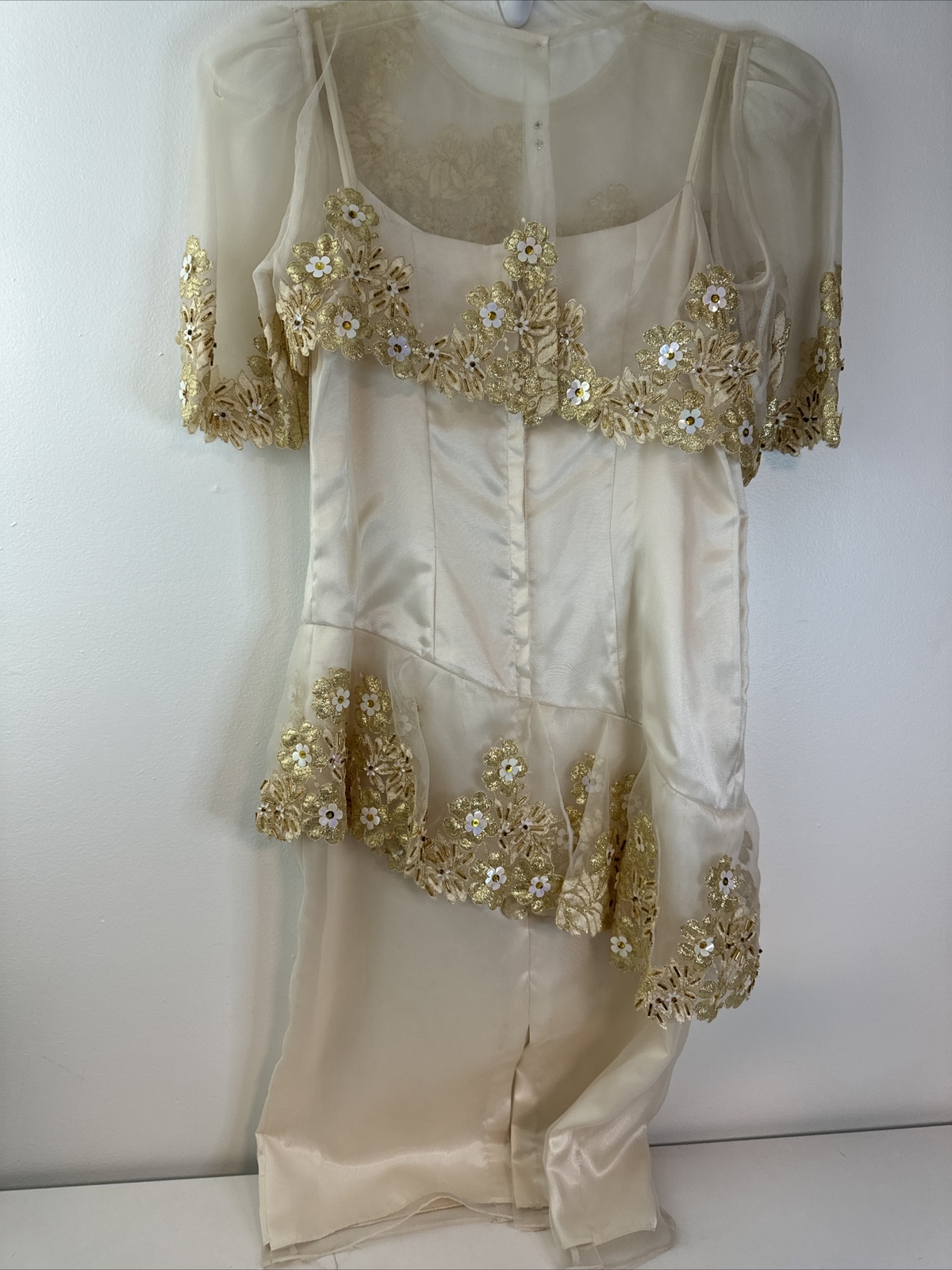 Custom Tailored Unbranded Dry Clean Only Brushed Silk, Hand Embellished Dress