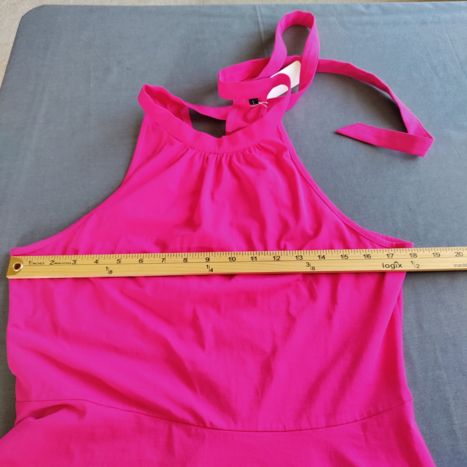 NWT Ouges Halter PinkDress Women L Tie Neck Mini Stretch Fit & Flare Beach Party