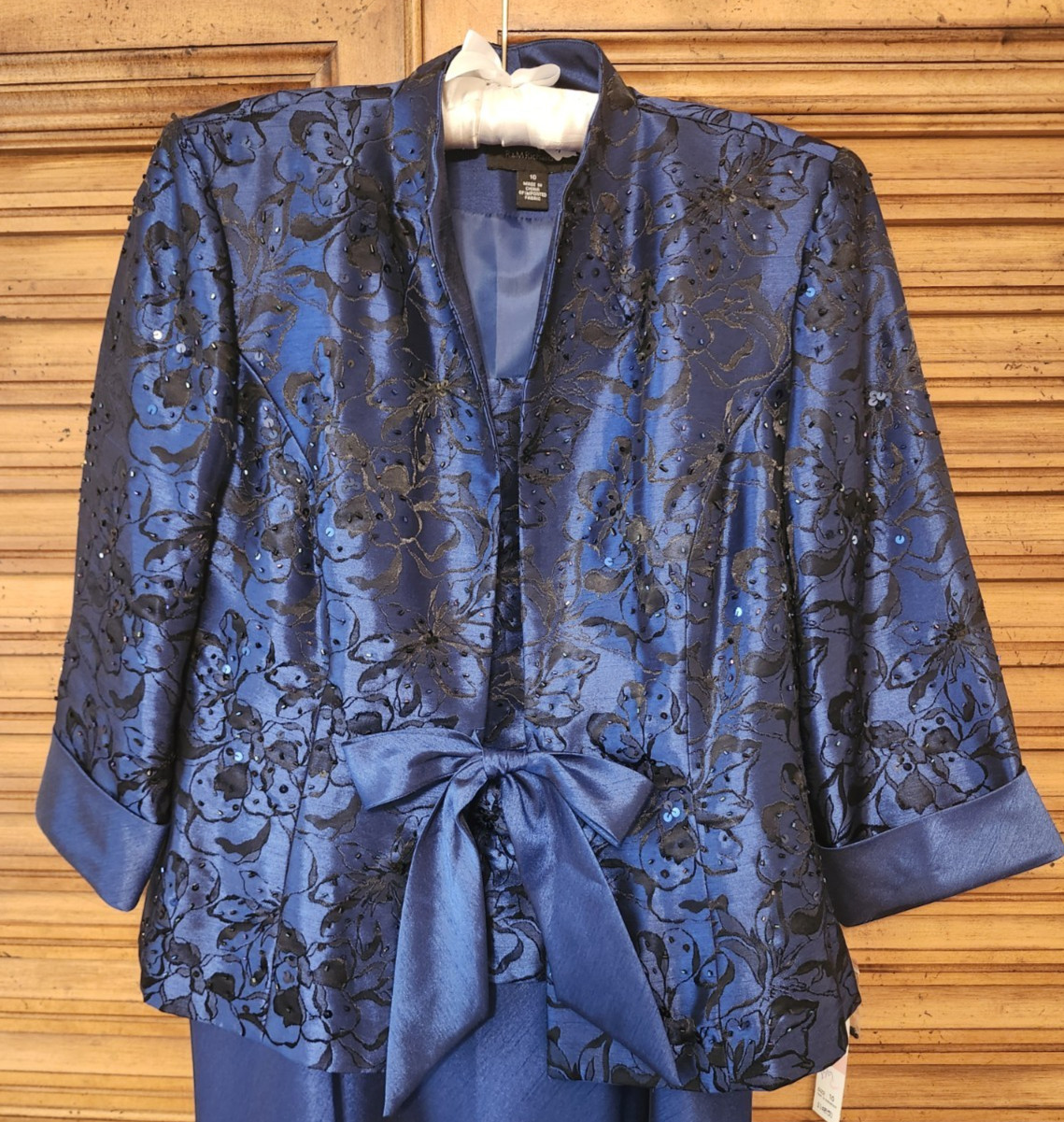 R & M Richards 2 Pc Dress Jacket Set Navy Ankle Length 2123 Women Size 10 NWT