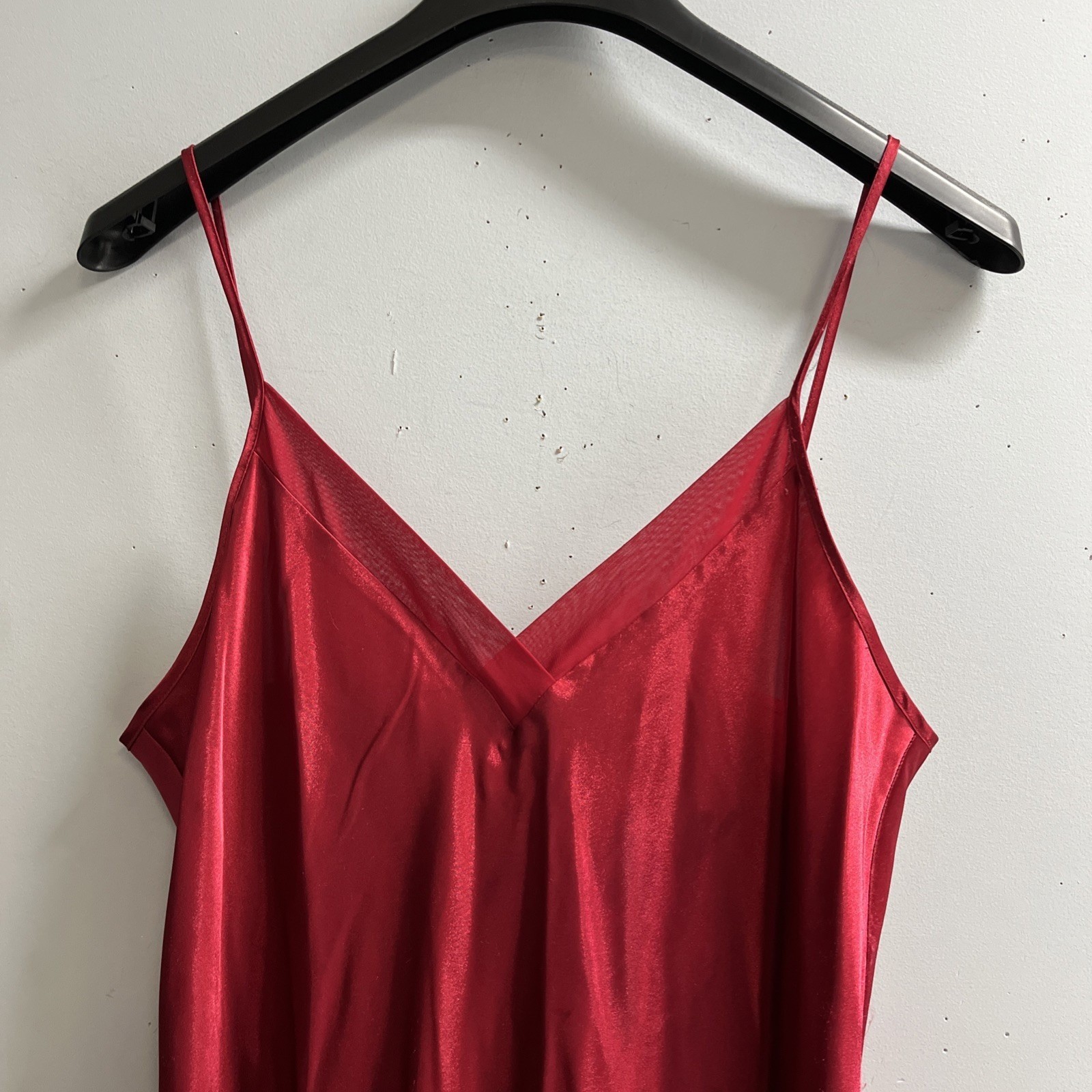 Massini Y2K Slip Dress Womens M Red Satin Flower Embroidered Asymmetrical Fairy