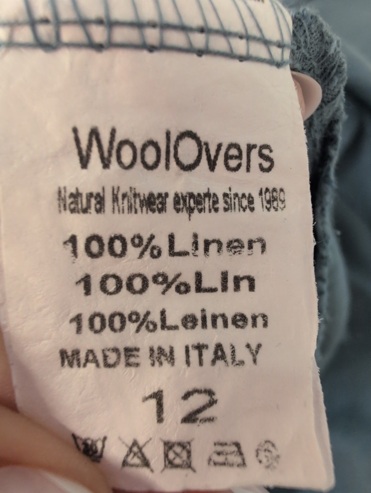 WoolOvers Pinafore Linen Maxi Dress US 8 UK 12 Dusty Blue Lagenlook Pockets