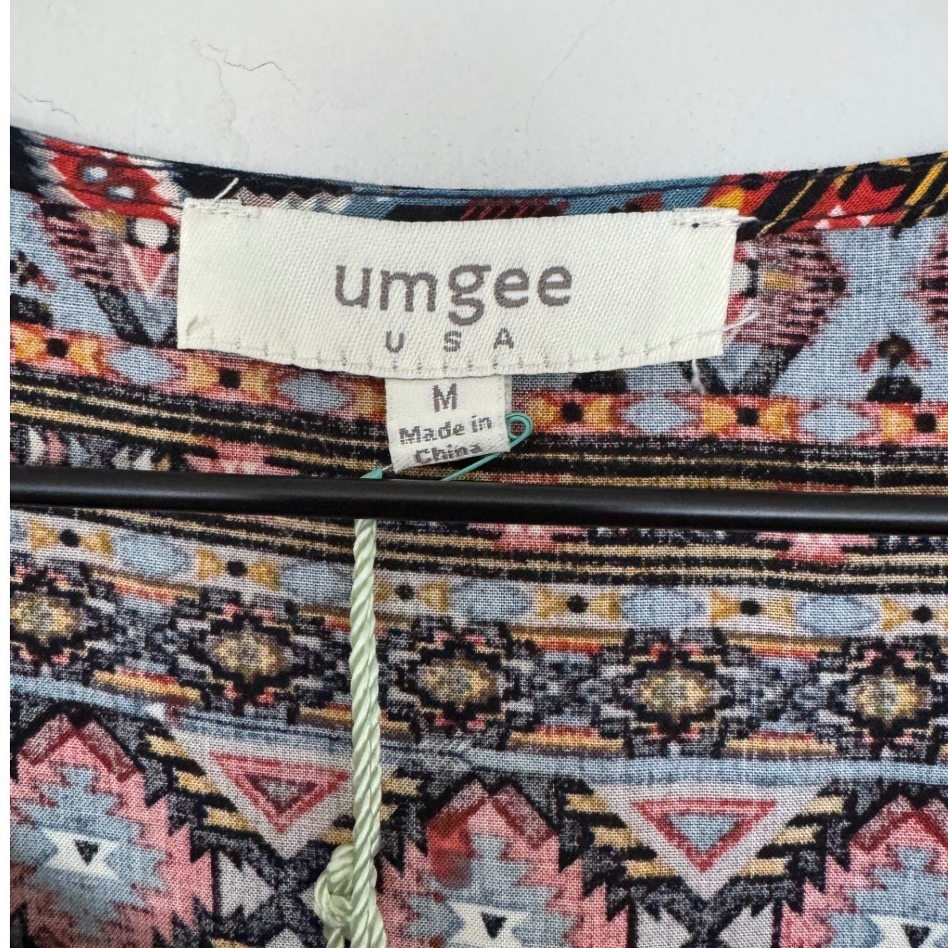 NWT Umgee USA Boho Aztec Mixed Print Mini Dress Navy Blue Floral Babydoll Size M