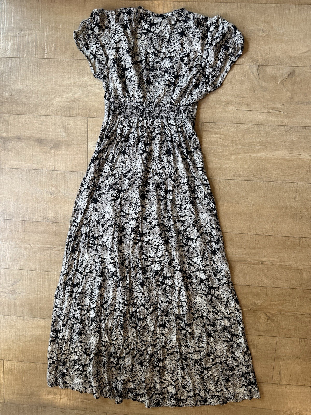 NWT Pampelone Valentina high slit medium floral maxi dress black cream chic
