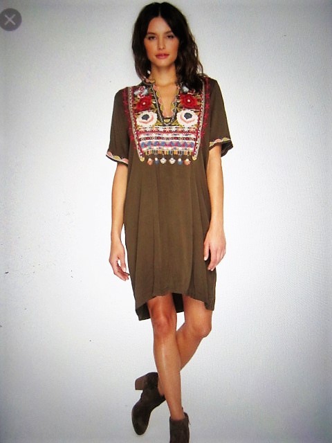 NWT Johnny Was Women’s ‘KEALAN EASY V-NECK’ Dress Brown XS