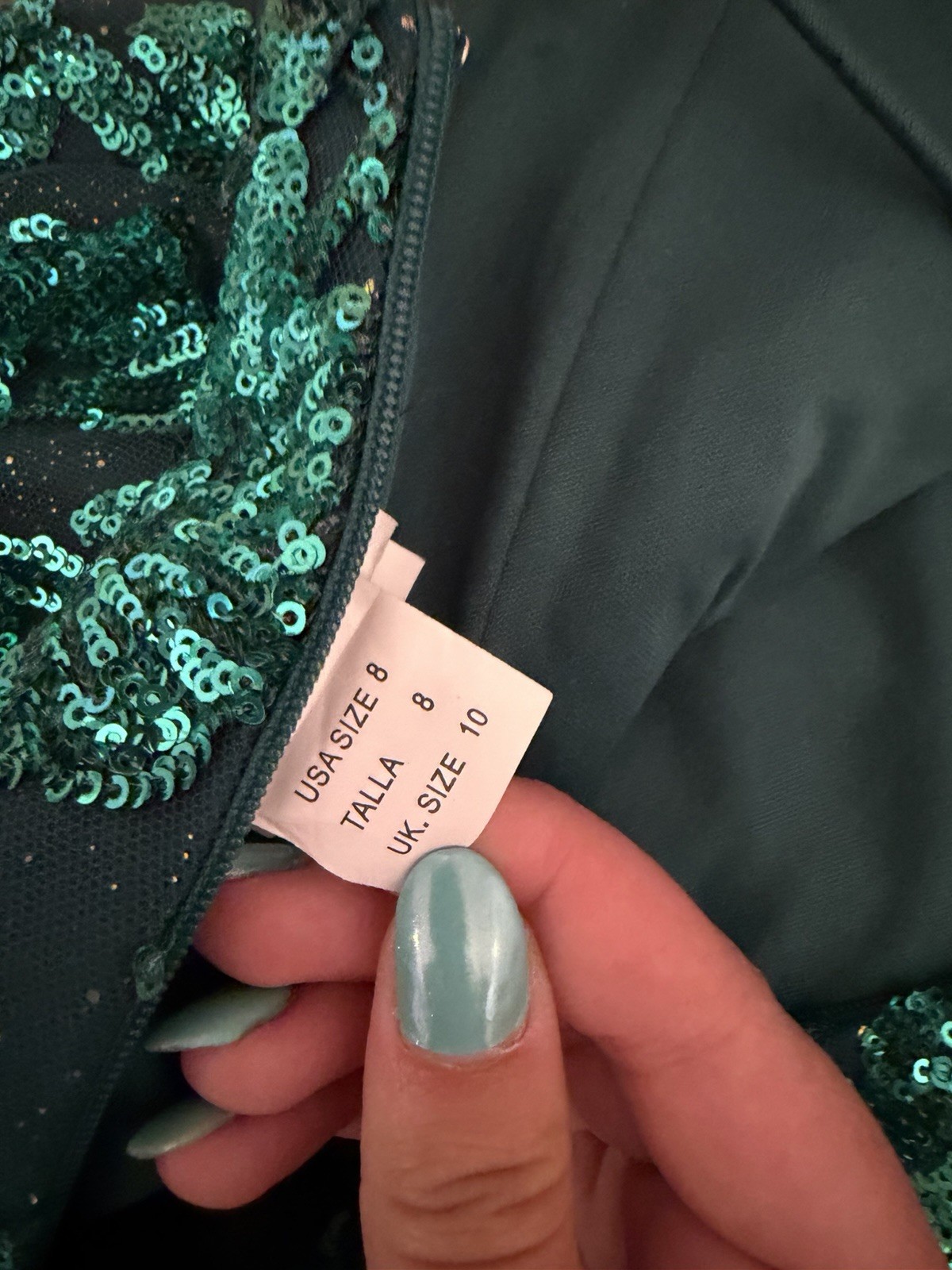 Morilee Green Sequin Open Back Fitted Mermaid Prom Dress Size 8 RETAIL $600