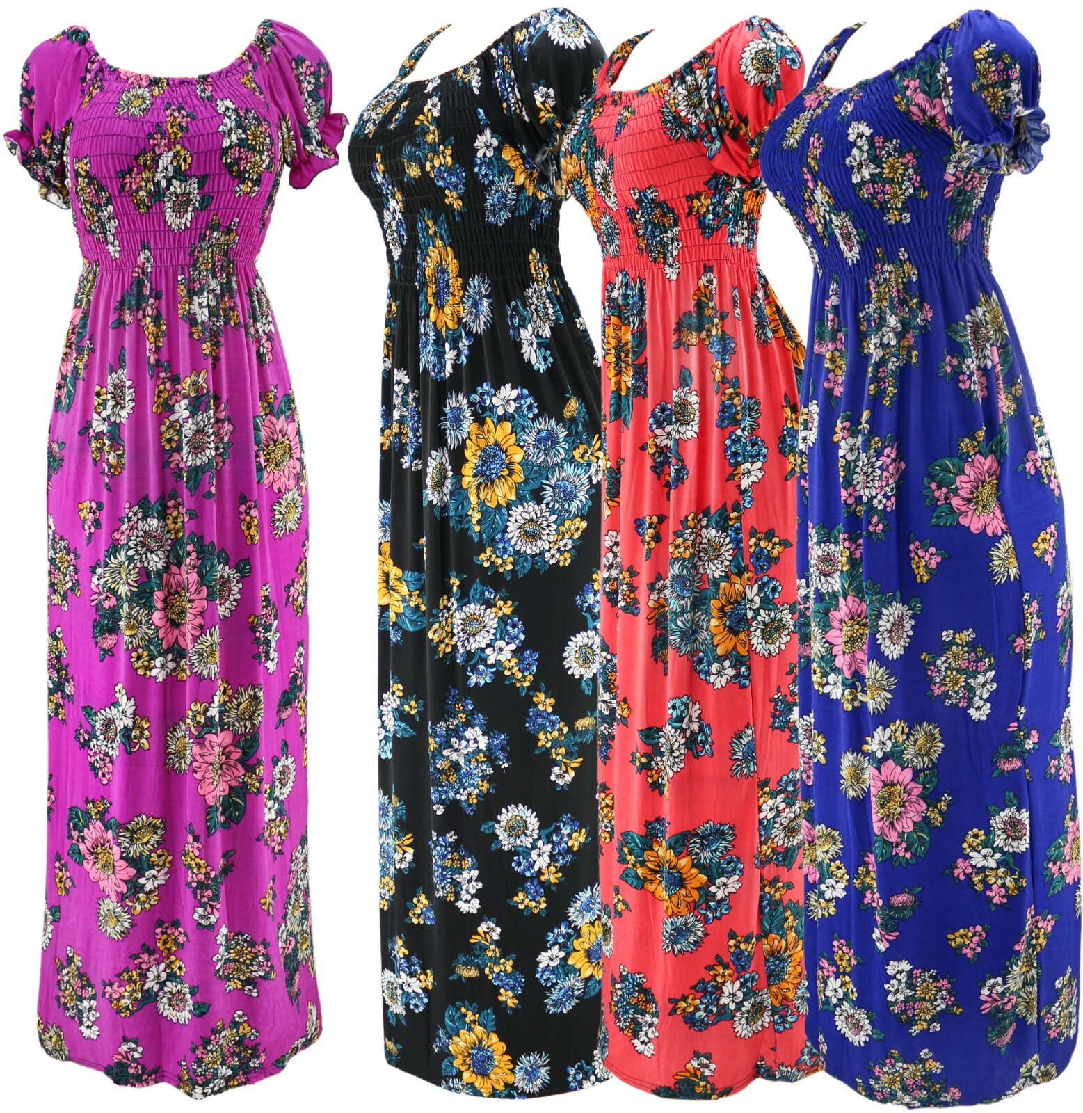 Women’s Floral Smocked Summer Sundress Long Dress