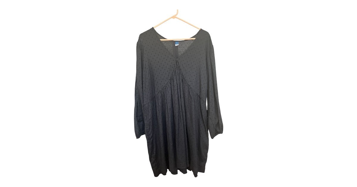 Old Navy XXL Black V-Neck Cotton/Viscose Smock Dress Pre-Worn Excellent!!