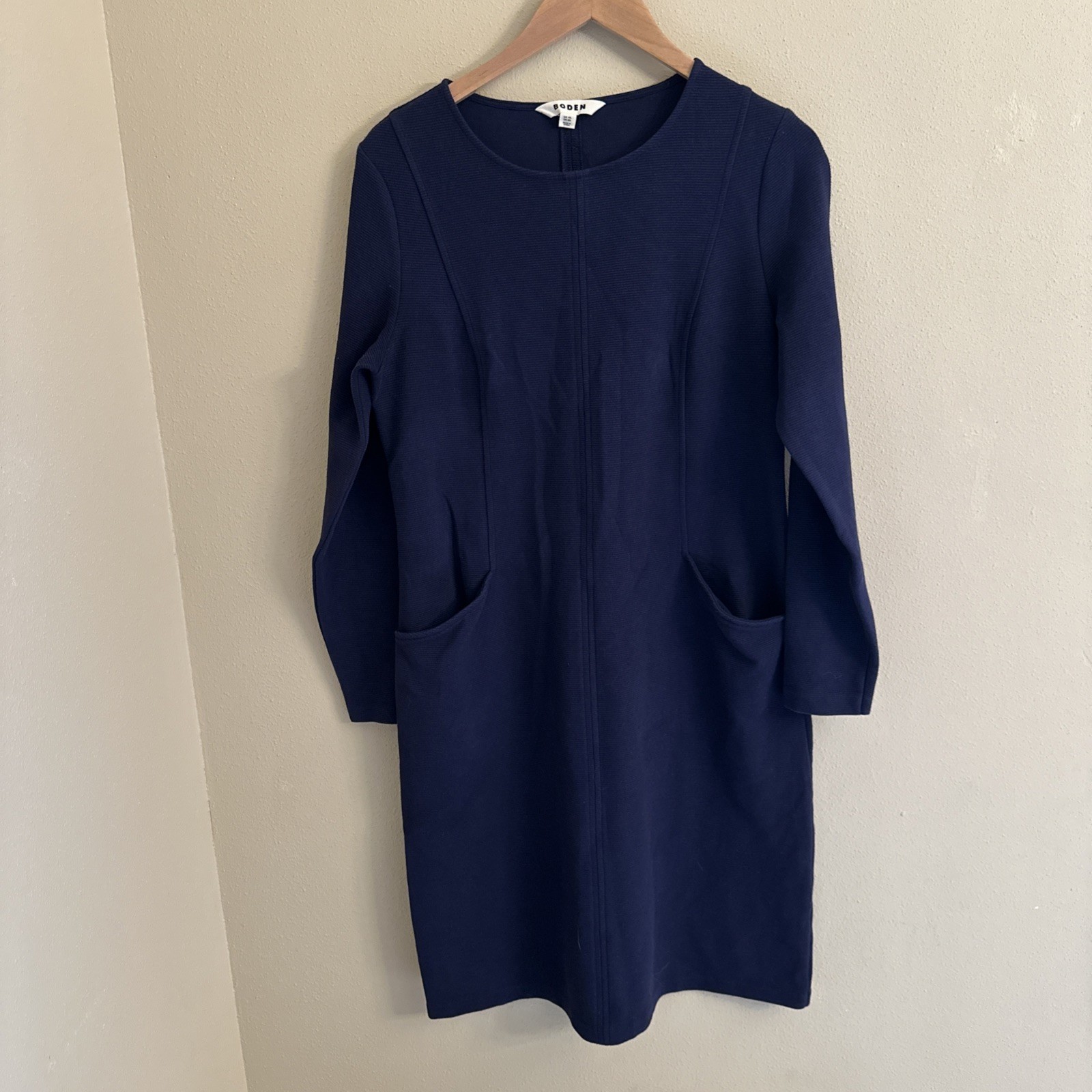 Boden shift Dress 10L (US) Navy Blue Pockets Career Preppy Office Nautical