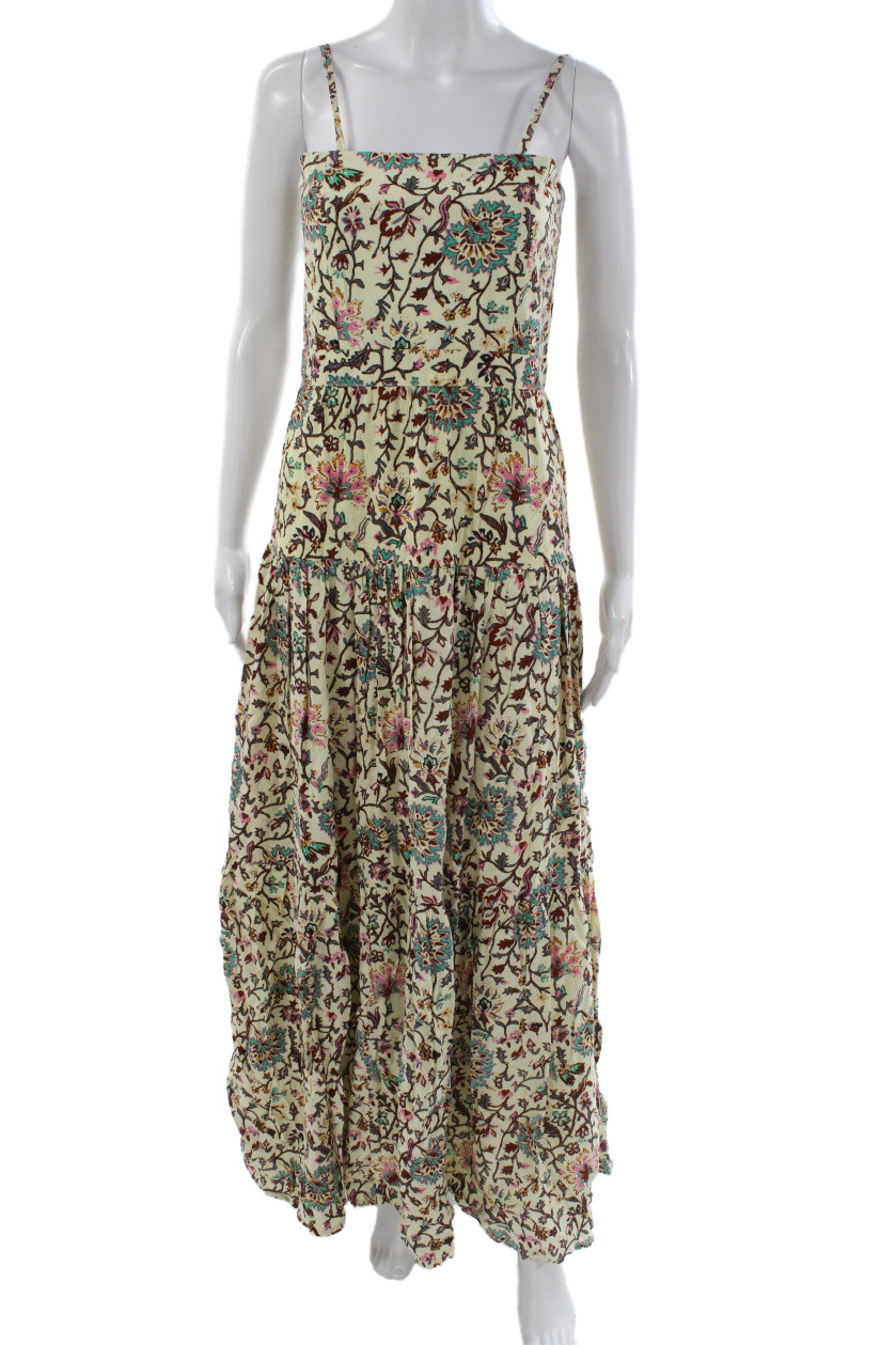 Raga Women Maxi Floral Cotton Square Neck Sleeveless Zip Mid-Calf Dress Size XS