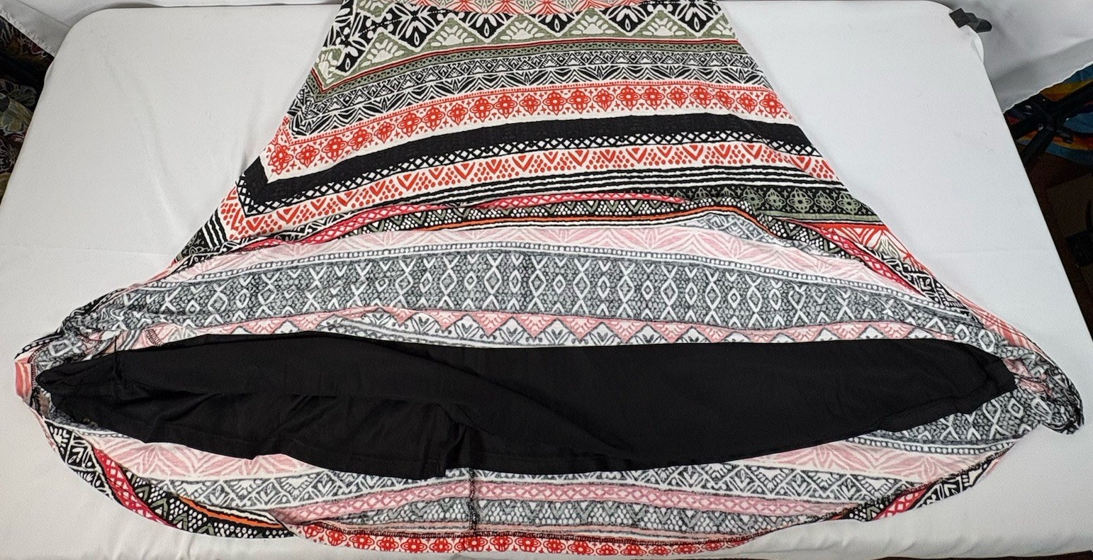 Loft Plus Sz 20 Women’s Sundress Sleeveless Black Orange Geometric Fully Lined
