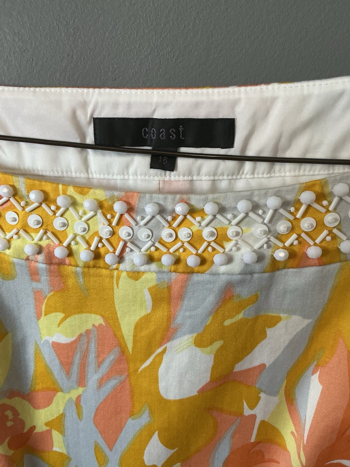 Coast Pastel Orange Yellow Vintage Style Dress Uk 16