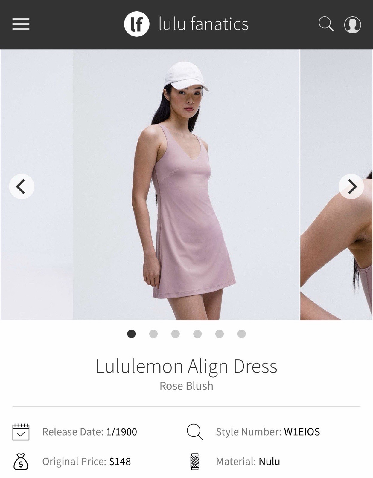 NWT Lululemon Align Dress Rose Blush RSBL Size 6