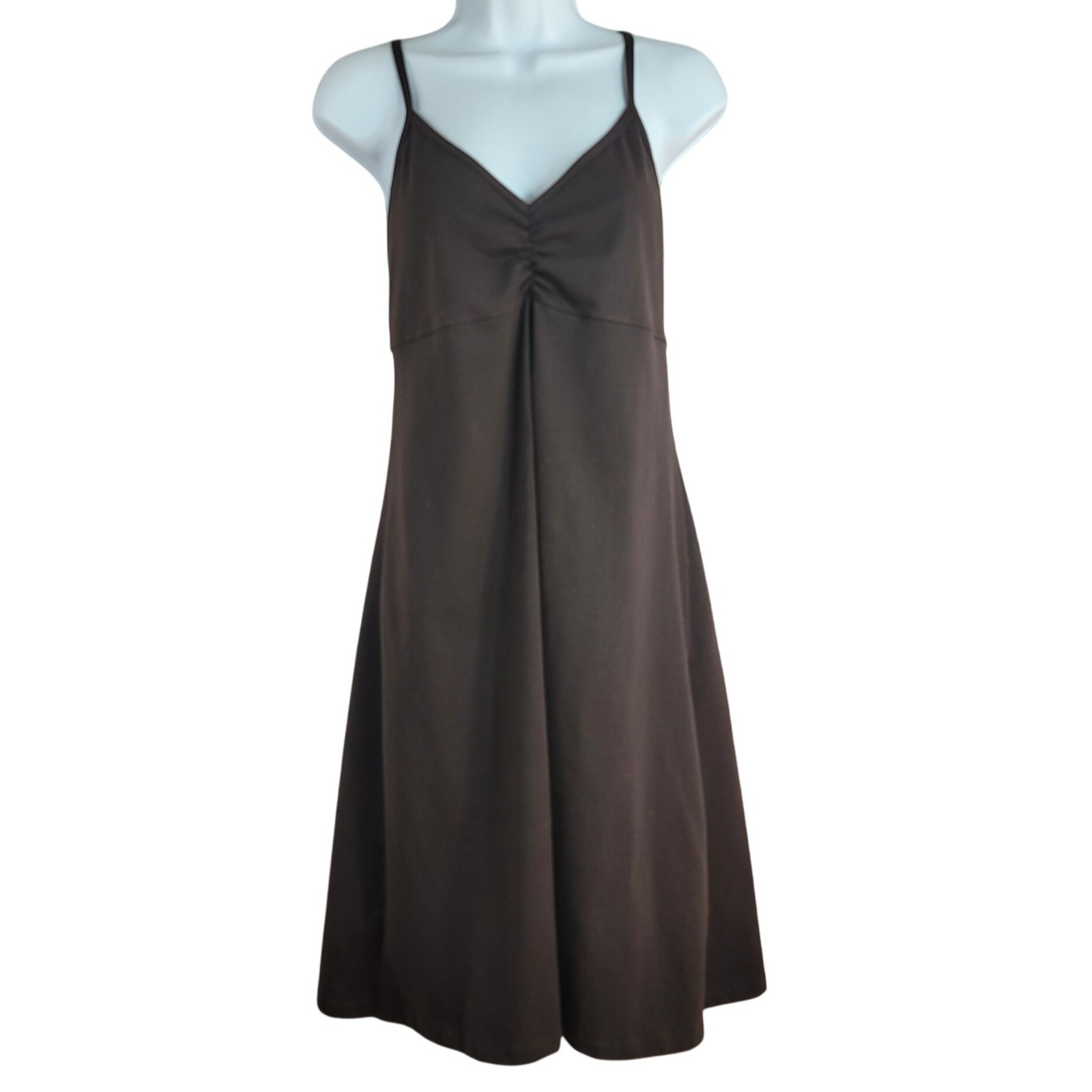 Prana Lola Active Dress Brown Large Shelf Bra Stretch Sleeveless Strappy Mini