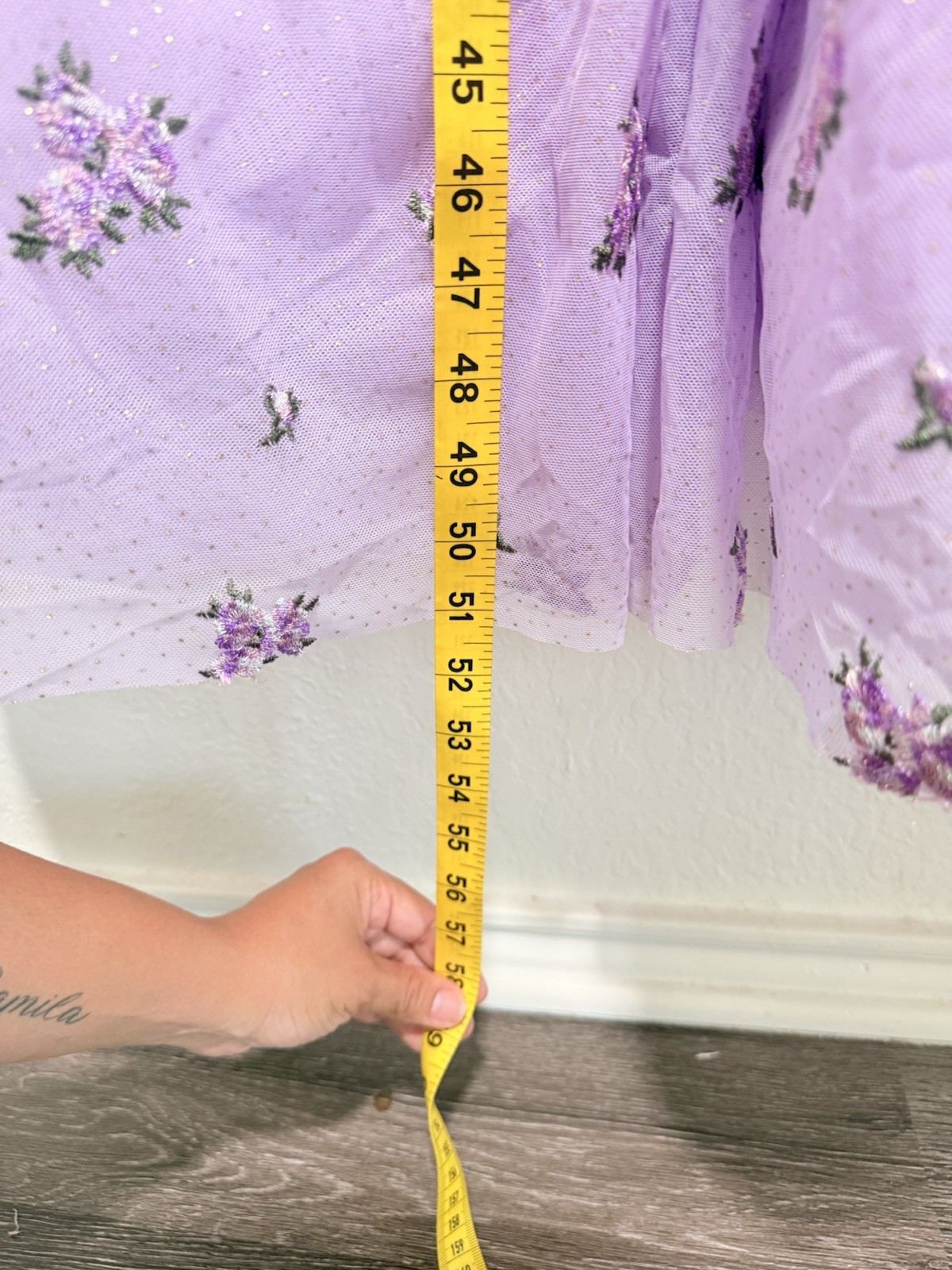 JESSAKAE Purple Rosaría Dress Floral Embroidered V-Neck Midi Dress 1X plus size