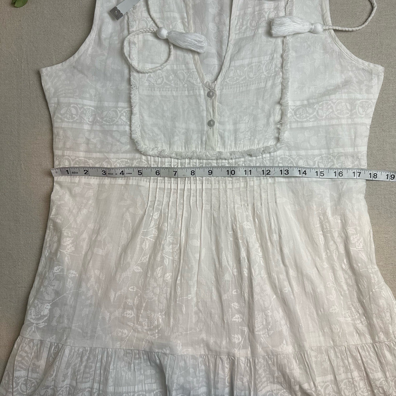 Lola Australia Size S Tiered Boho Maxi Dress White Lined 100% Cotton