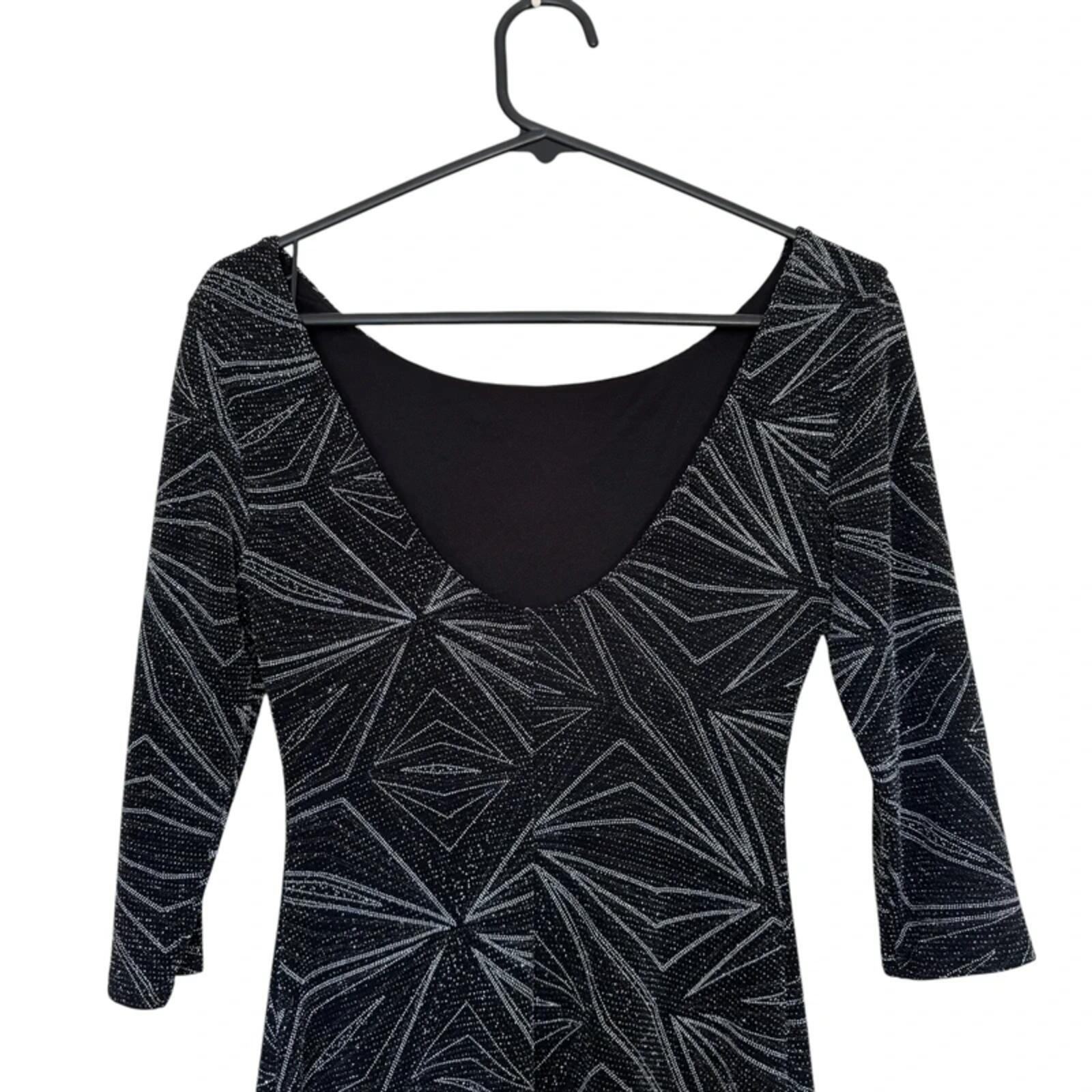 New Look Bodycon Dress Midi Black Silver Sparkle Glitter Size 10 Party Occasion