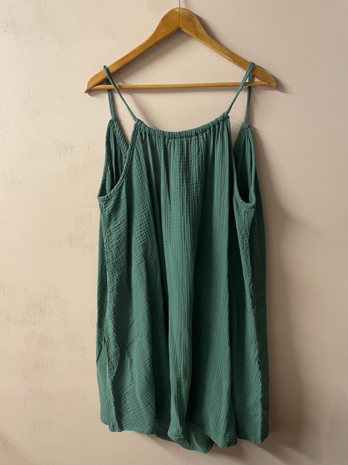 SHEIN Curve Green Gauzy Mini Dress w/ Tied U-Back