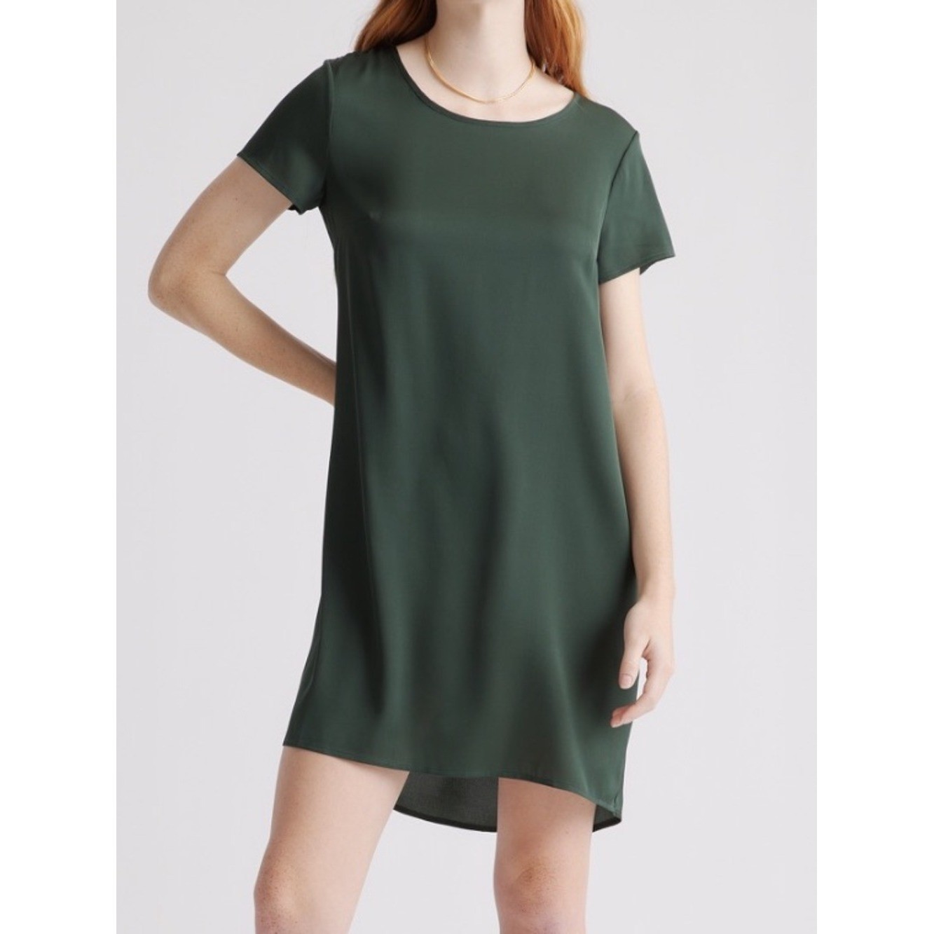 Quince Washable Silk Tee Dress Green Size XL