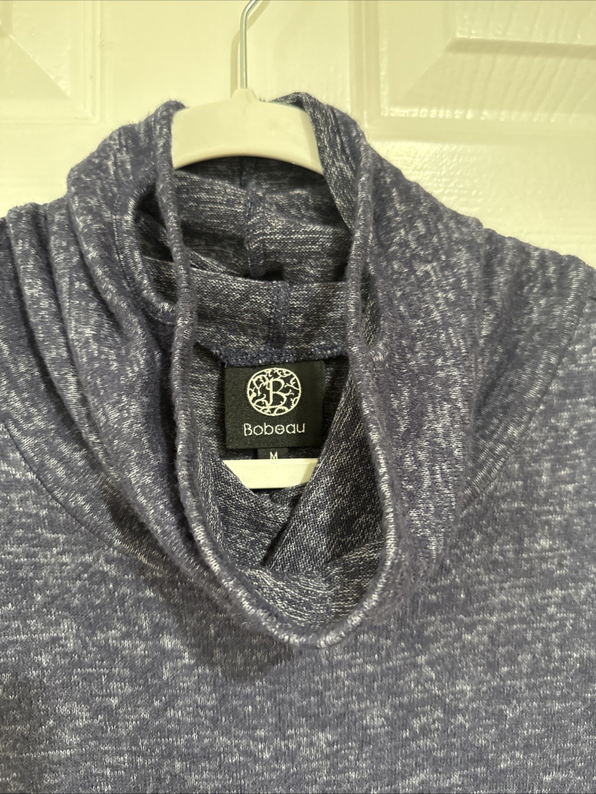 Bobeau MED Pullover Short Sleeve Knee Length Knit Dress Boho Blue Heathered EUC