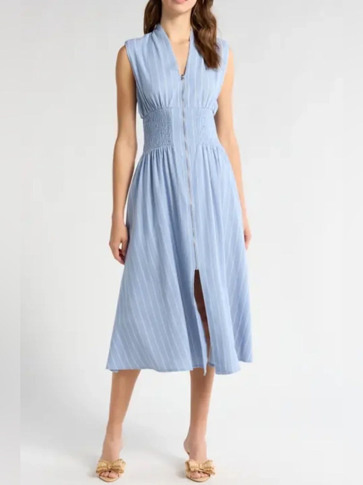Joie Zip Up Striped Midi Dress Size M