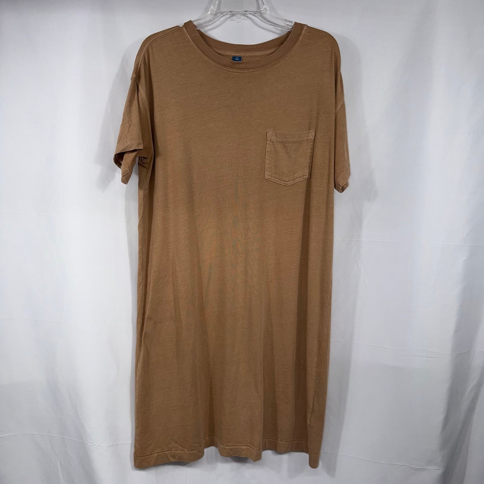 Old Navy Tan Pocket T-Shirt Dress 100% Cotton Size Medium Tall