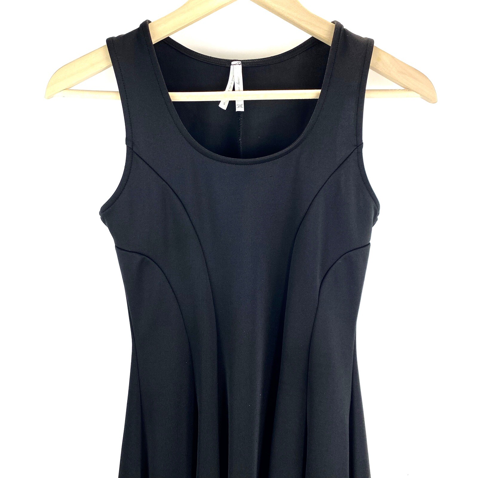 S.H.E. Soul Harmony Energy Women Black Sleeeveless Princess Cut Style Dress Sz S