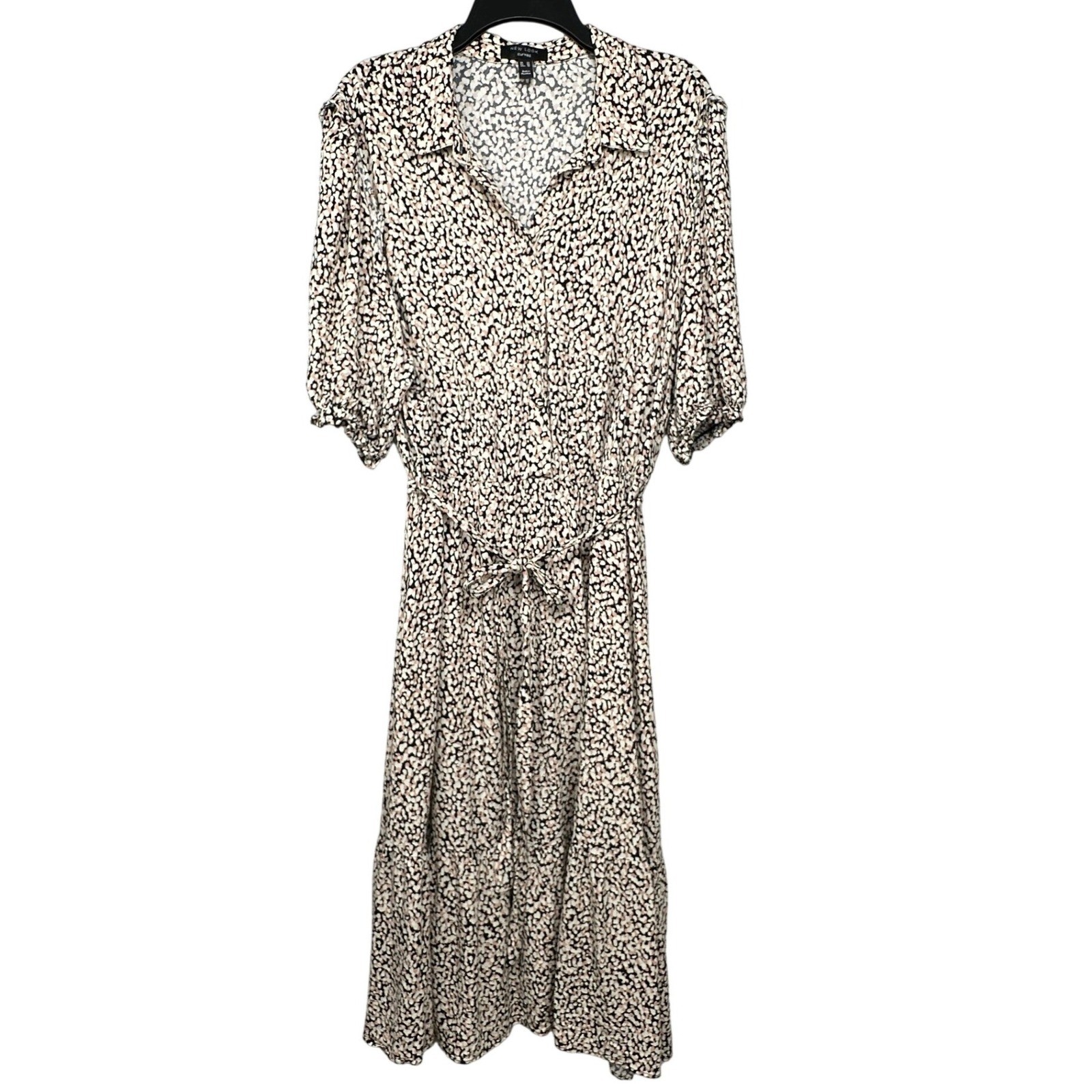 Abstract Animal Print Midi Shirt Dress Boho Casual Summer New Look Curves