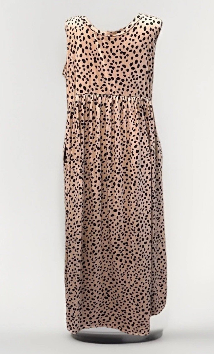 JODIFL Women’s Cheetah Print Jersey Knit High Waist Long Maxi Dress Oversized M
